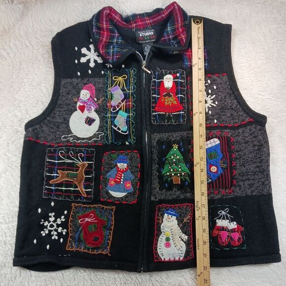 Design Studio Falalala Ugly Christmas Sweater Vest Winter Wonderland Woman's XL. - Picture 10 of 13